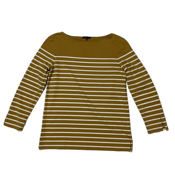Lafayette 148 New York Wes Boat Neck 3/4 Sleeve Breton Striped Top - Small - Picture 6 of 11